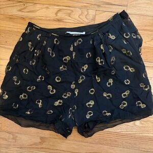 Diane Von Furstenberg Black and Gold High Waist Shorts